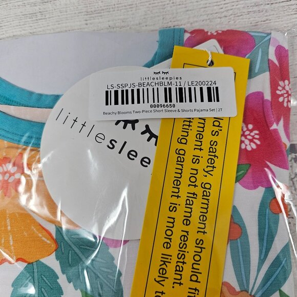 NIB Little Sleepies Beachy Blooms 2pc Pajama Shorts and Shirt Set Size 2T - Picture 2 of 3